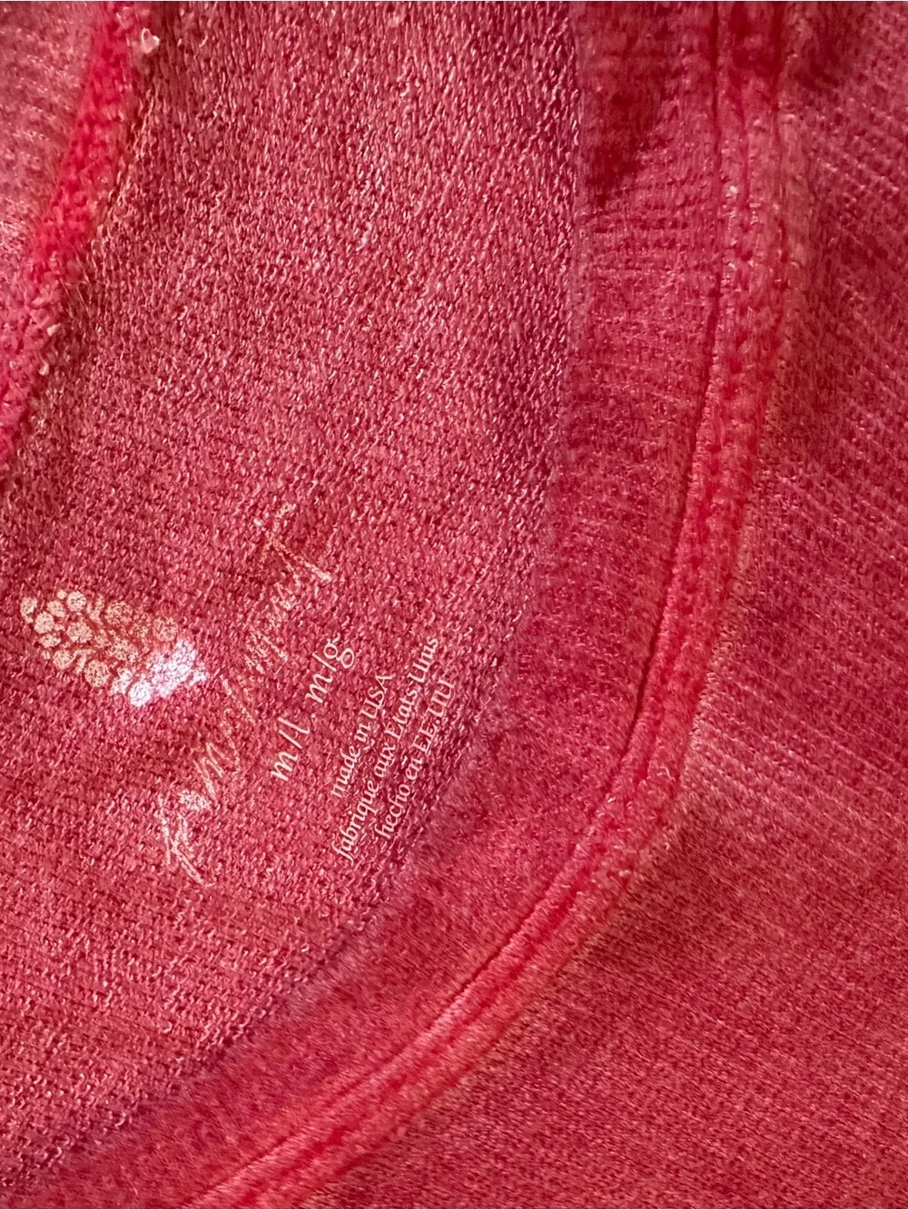 Free People Coral Pink Ribbed Lettuce-Edge Tank